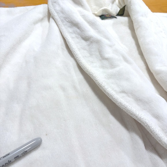 Club Room White 100% Cotton Terry Cloth Spa Robe One Size Heavyweight - Picture 6 of 8